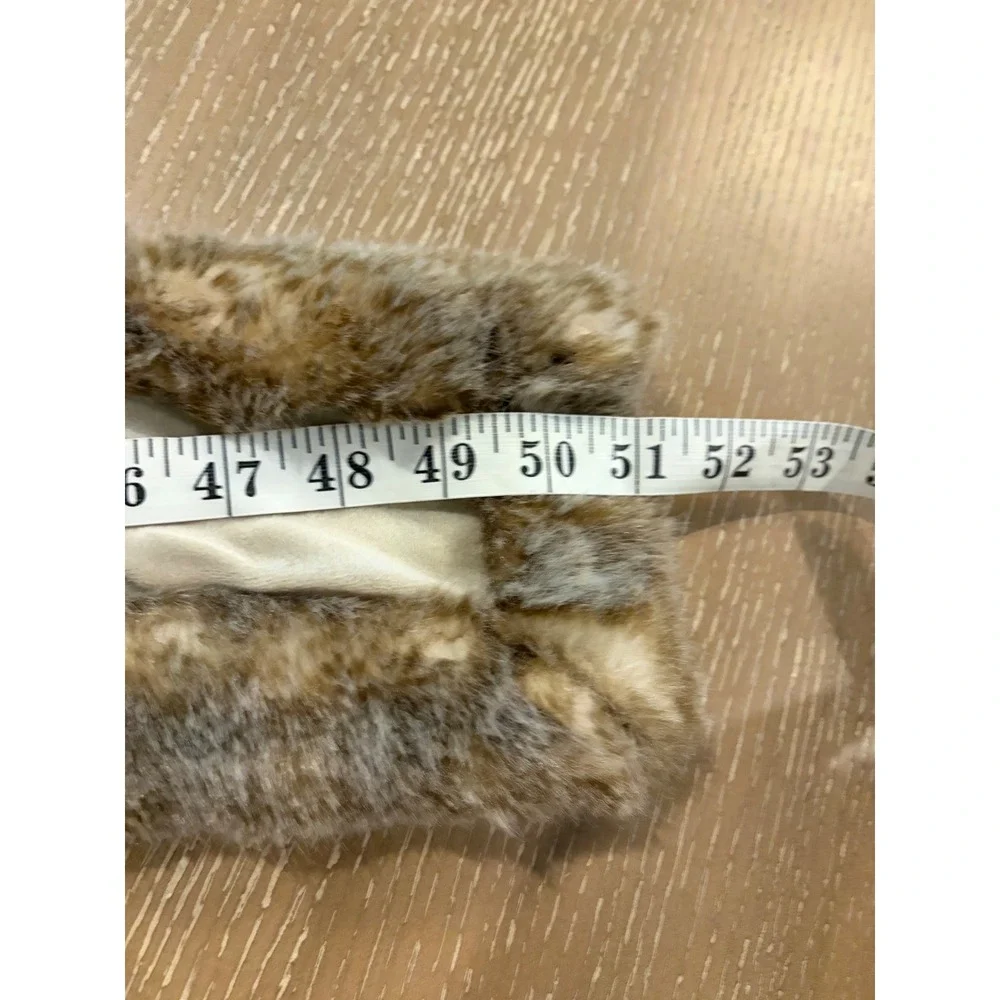 Restoration Hardware RH Faux Fur Scarf Stole Brown  Animal Print Pull Through